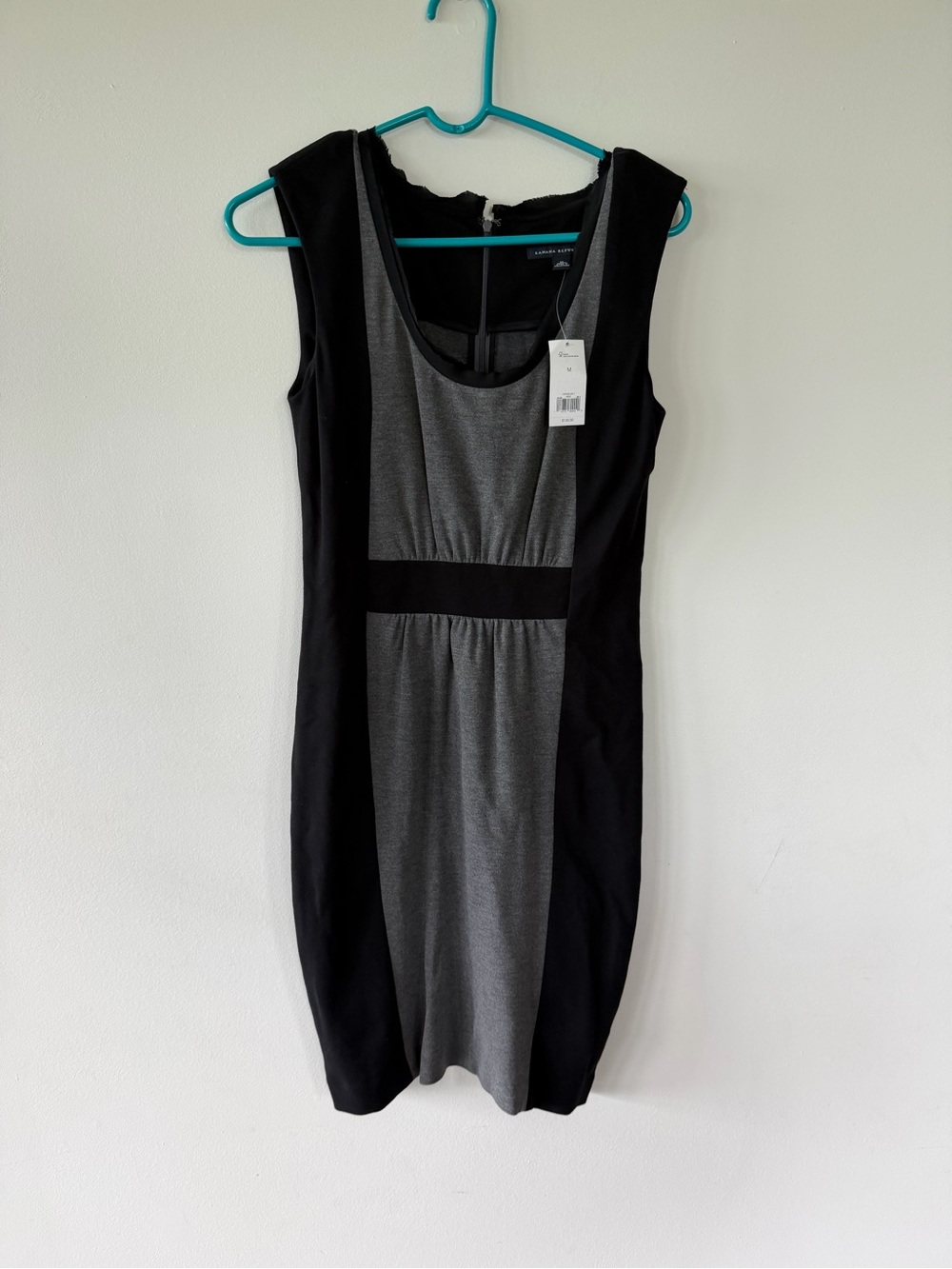 Banana Republic Black and Gray Colorblock Midi Dress